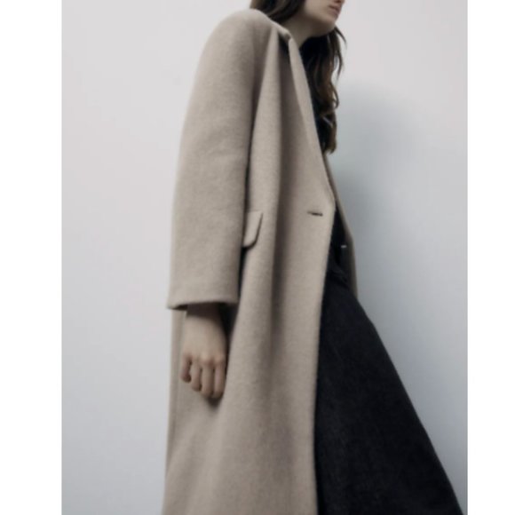 ZARA WOMEN NEW OVERSIZED MANTECO WOOL BLEND COAT TAUPE GRAY 2090/722 - Picture 5 of 12